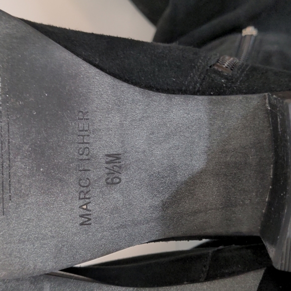 𝅺marc Fisher Over The Knee Black Suede Heel Boots 6.5 - Picture 7 of 12